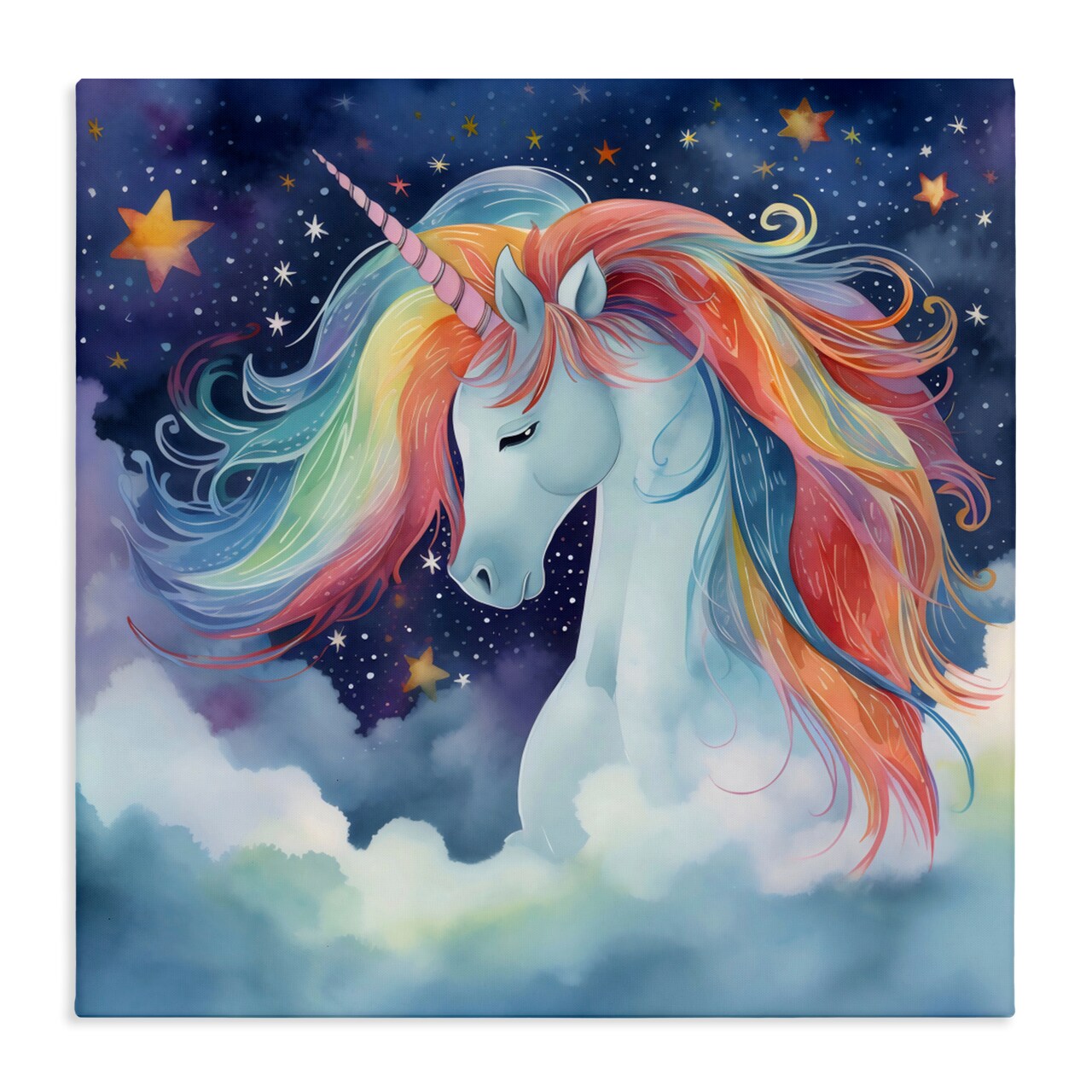 Stupell Industries Rainbow Mane Unicorn in Clouds Canvas, design by Creative Studio